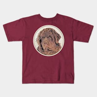 Brown Newfoundland Painting - Cute Original Dog Art Kids T-Shirt